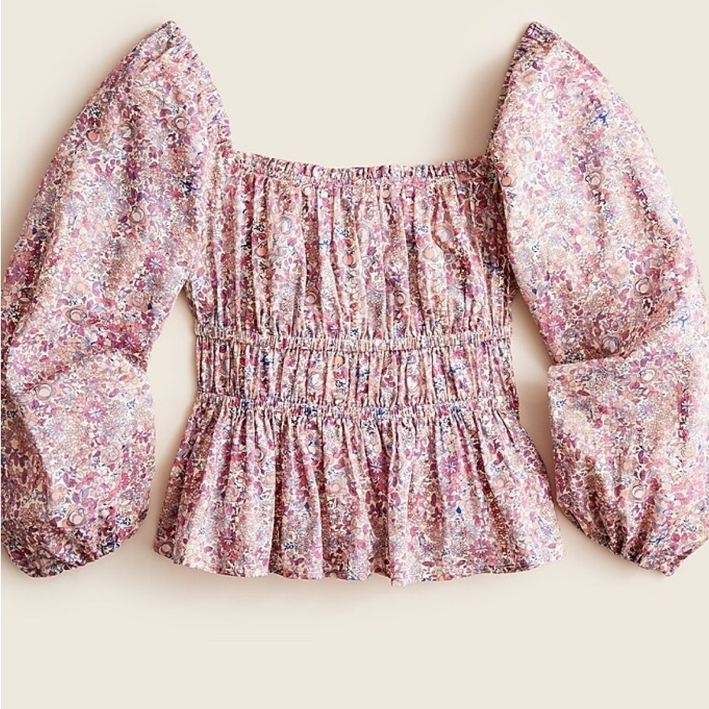 J.Crew Floral Puff Sleeve Top